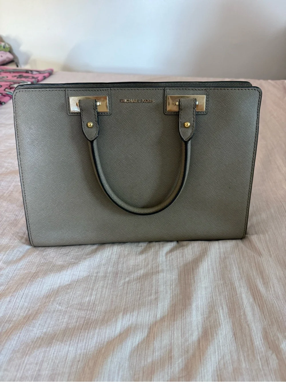 Michael Kors Grey Saffiano Leather Satchel